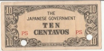 Japanese Invasion Currency 10 Centavos from the Philippines Japan - Image 1 of 2
