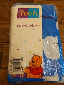 NEW Vtg 90s Disney Winnie Pooh Tailored Valance Friendship Blue Drapes - Picture 1 of 5