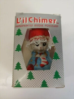 Antigo L'il Chimer Pintado à Mão Fino Bisque Porcelana Bell Mouse Tricô Por Jasco - Imagem 1 de 4