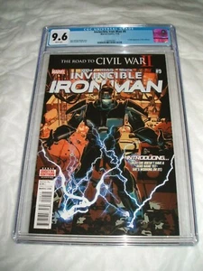 INVINCIBLE IRON MAN 9 CGC 9.6 WHITE PAGES 1ST FULL APPEARANCE OF RIRI WILLIAMS  - Picture 1 of 4