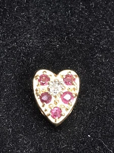 RICHARD KLEIN KLJCI 14k GOLD RUBY/DIAMOND HEART SLIDE CHARM PRE-OWNED - Picture 1 of 8