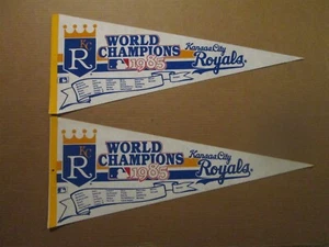 MLB Kansas City Royals Vintage 1985 World Champions Lot of 2 Baseball Pennants - Picture 1 of 1