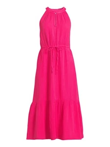 Time and Tru Women's and Women's Plus Midi Double Cloth Dress Size L Pink --Q5- - Picture 1 of 3