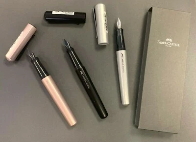 Faber Castell Füllhalter Hexo Rose Black Silver Fountain Pen F / M Feder NEU ! - Bild 1 von 4
