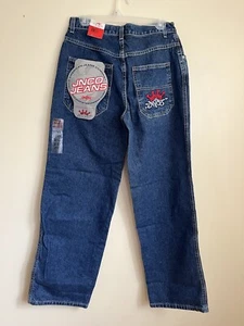 NWT Vintage JNCO 85 Red Crown Jeans Boys SIZE 20 30x30 Embroidered Logo Wide Leg - Picture 1 of 15