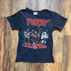 Vintage 80s Ratt N Roll Today The Cellar Tomorrow The World Band T-Shirt-Reprint - Picture 1 of 5