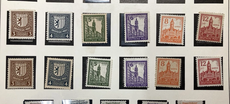 56.  Germany , 1946，SC#14N15-20, Mint Hinged，Cv$89.00，2 sets，/WMK&UnWMK，see scan - Image 1 of 3