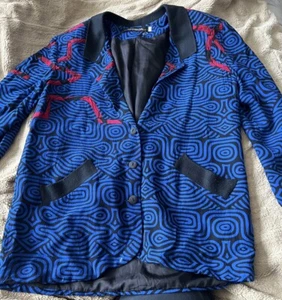 canvasbacks lutton horsfield Large Vintage Blazer Fun Blue  Design - Picture 1 of 9