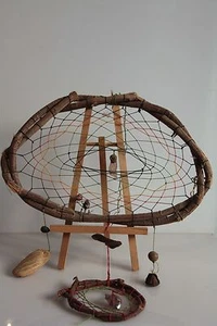Guatemala Dreamcatcher with energy stones, seeds and wood. - Picture 1 of 3