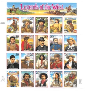 US Stamps Scott 2869 Legends of the West 29c Pane of 20 1994 M/NH - Picture 1 of 2