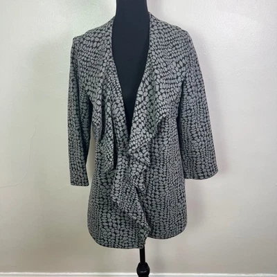 Blazer para mujer Calvin Klein gris estampado animal con volantes delanteros manga 3/4 Foto 1 de 4