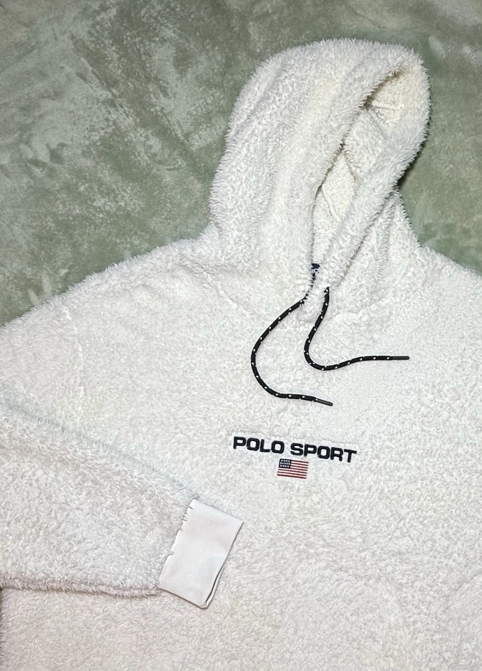 Polo Sport Ralph Lauren Para Hombres 2XLT Blanco Sherpa Pila Alta Polar Sudadera con Capucha Pullover Foto 1 de 4