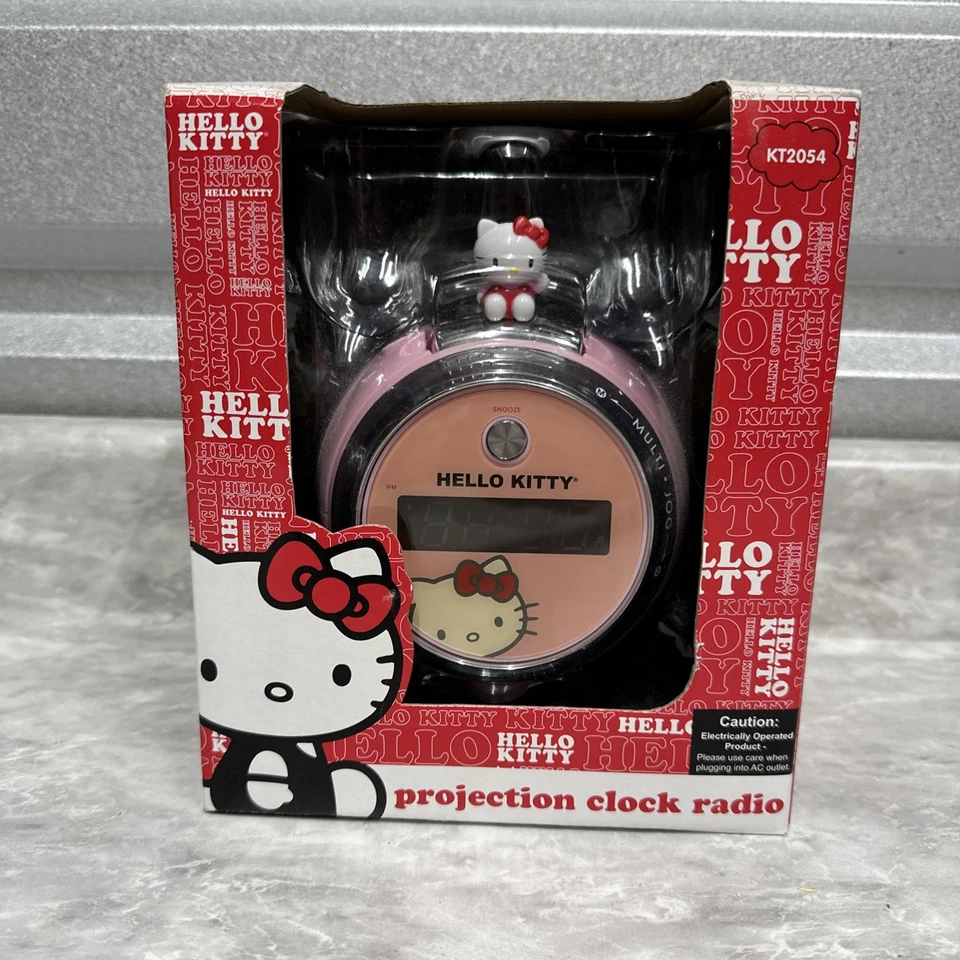 Hello Kitty Pink Am/fm Projection LED Alarm Clock Radio Battery Backup KT2054