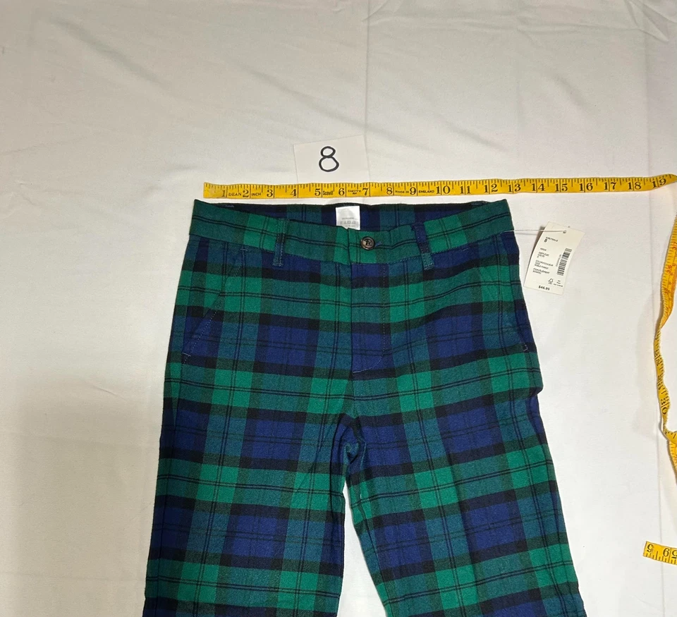 Gymboree 男孩绿色海军蓝格子正装裤子胡桃夹子圣诞假期全新带标签 — 第 1/4 张图片