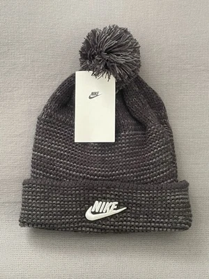 NWT Nike NSW Cuffed Pom Knit Beanie DA2022-010 Black/Grey Unisex Adult OS RARE - Image 1 of 4