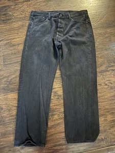 Levis 501 Jeans Men Size 40x32 Button Fly Black Denim Wide Leg Grunge Streetwear - Picture 1 of 9
