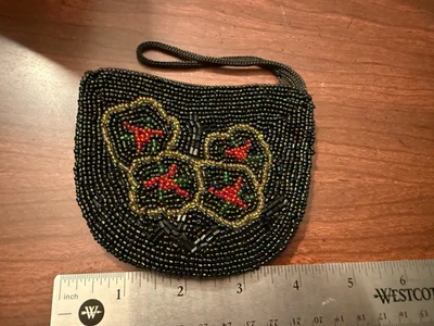 Маленький черный блестками цветок монета сумочки - Изображение 1 из 4