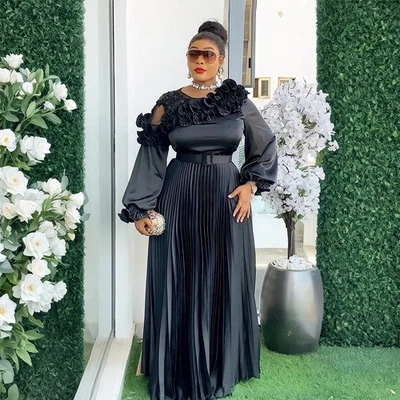 Long Dress Dashiki Plus Size Abaya Muslim Women African Kaftan Bodycon Ball Gown - Image 1 of 4