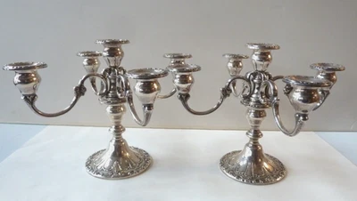 PAR DE CANDELABROS LIGEROS DE PESO ESTERLINA GORHAM CHANTILLY DUCHESS 5 Foto 1 de 4