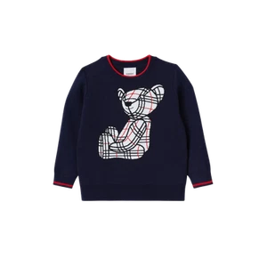 (Kids) Burberry Thomas Bear Jacquard Wool Blend Sweater Navy - Picture 1 of 2