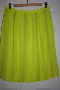 J.CREW COLLECTION LACE-STRIPE SILK SKIRT. SIZE: 0. COLOR: BRIGHT KIWI - Picture 1 of 6