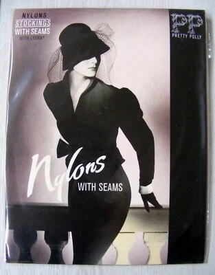 Beautiful Vintage Pretty Polly Ivory 'Nylons' Seamed Stiletto-Heeled Stockings - Image 1 of 4