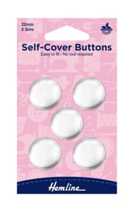 NEW Round, Metal, Self Cover Buttons by Hemline - 5 Buttons per Card - 22mm - Picture 1 of 1