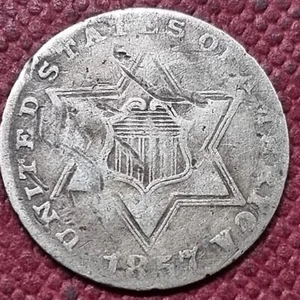 1857 Three Cent Silver Trime 3c Rare Type Coin Nicely Circulated #91712 - Picture 1 of 2