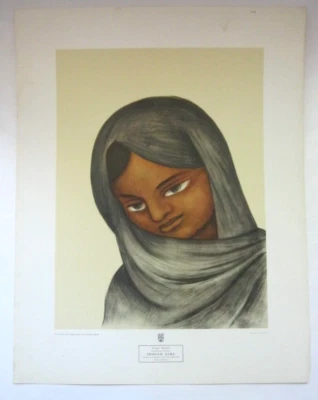 Impresión vintage 1957 Diego Rivera: chica india Foto 1 de 4