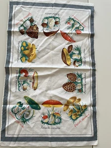 Vintage Pilze Geschirrtuch Leinen oder Halbleinen Handtuch Tuch - Bild 1 von 3