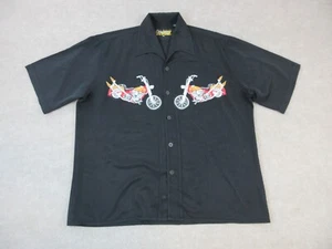 Dragonfly Shirt Mens Adult Extra Large Black Button Up Motorcycle Biker Casual - Picture 1 of 12