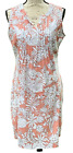 Chadwicks kleines ärmelloses Damenkleid aus Leinen Rayon korallenweiß mit Blumenmuster plissiert