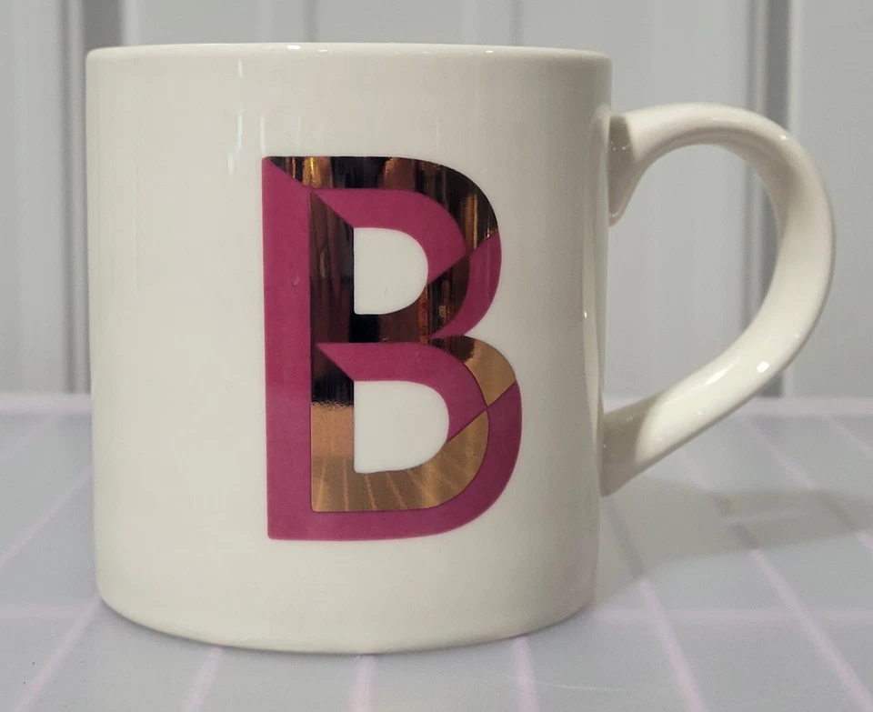 Opalhouse Monogram Initial "B" Coffee Mug Stoneware 16oz Pink & Rose Gold