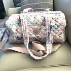 Nanette Lepore Overnight Duffel Travel Bag Quilted Pastel Pink Floral Medium