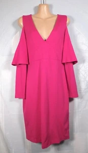 BNWT French Connection magenta pink stretch jersey cold-shoulder fitted dress 12 - Picture 1 of 5