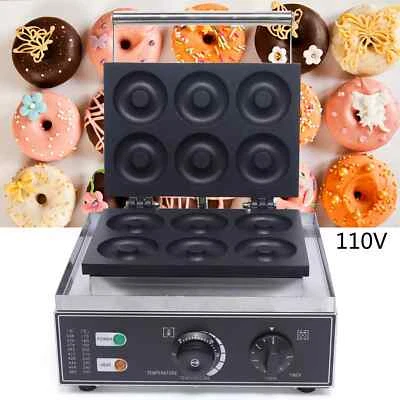 Commercial Electric Donut Maker 6 Holes Doughnuts Cake Baker Machine Non-stick - Image 1 of 4