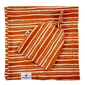 Swaddle Set, Bamboo Viscose Baby Swaddle Blanket & Hat, Tribal Stripe, Newbor... - Picture 1 of 8