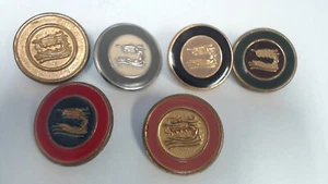 6 botones de imagen vintage esmaltado de metal nobleza dragón de 7/8" vástago de metal - Imagen 1 de 2