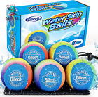 5Pcs Water Skipping Balls for Pool Play, Rainbow Color Splash Water Bouncing Bal