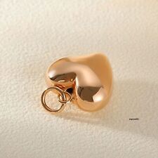 Pure 18K Rose Gold Men Women Gift Lucky 3D Glossy Heart Pendant 1.55g