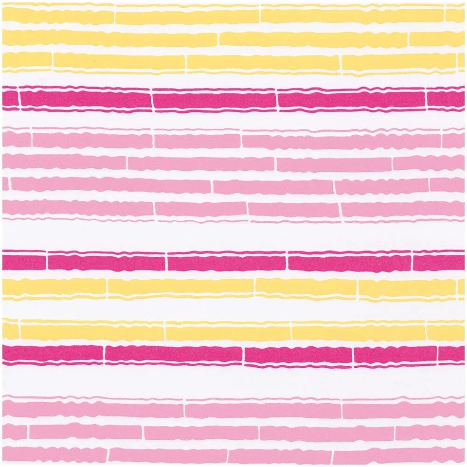 Caspari Gift Wrap Roll, Bamboo Stripe, Pink And Yellow- 8' (10050RC) - Image 1 of 1
