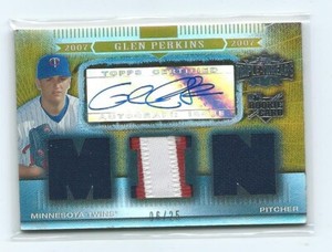 2007 Triple Threads-Glen Perkins RC Autograph/Triple Patch /25-Minnesota Twins