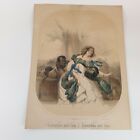 Antique 19Th Century Colour Lithograph  Evangeline And Tom Uncle Toms Cabin