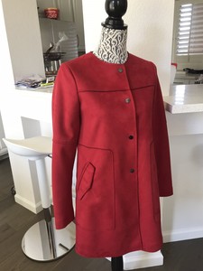 zara red coat womens
