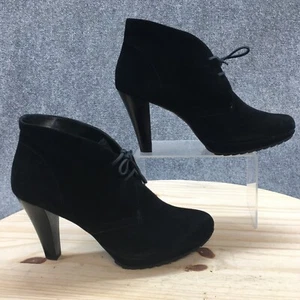 Paul Green Boots Womens UK 7 US 9.5 Ankle Booties Lace Up High Heels Black Suede - Picture 1 of 17