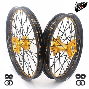 KKE 21 & 19in. Wheels Rims Fit SUZUKI RMZ250 2007-2025/ RMZ450 Gold Hub2005-2025 - Picture 1 of 12