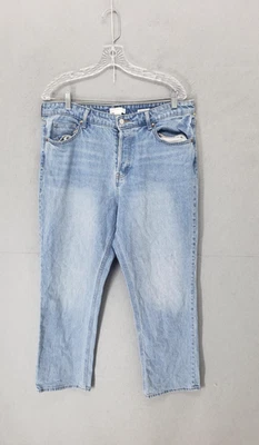 H&M Jeans Womens 14 Blue High Rise Straight Leg Button Fly Ankle Boho Denim - Image 1 of 4