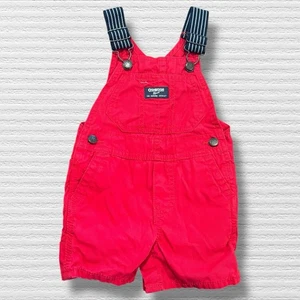 OSHKOSH B'GOSH Vestbak SHORTALLS Overalls STRIPED Straps TODDLER 12M Red - Picture 1 of 5