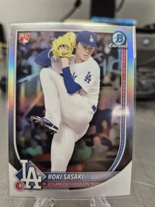 Bowman Chrome Roki Sasaki 2025 rojo logotipo de novato refractor RC #12 Dodgers - Imagen 1 de 2