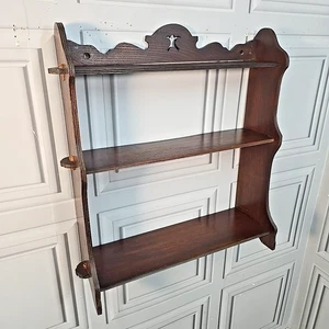 Antique Edwardian Oak Wall Shelf Bracket – Pierced Gallery - Arts & Crafts Wood - Picture 1 of 24
